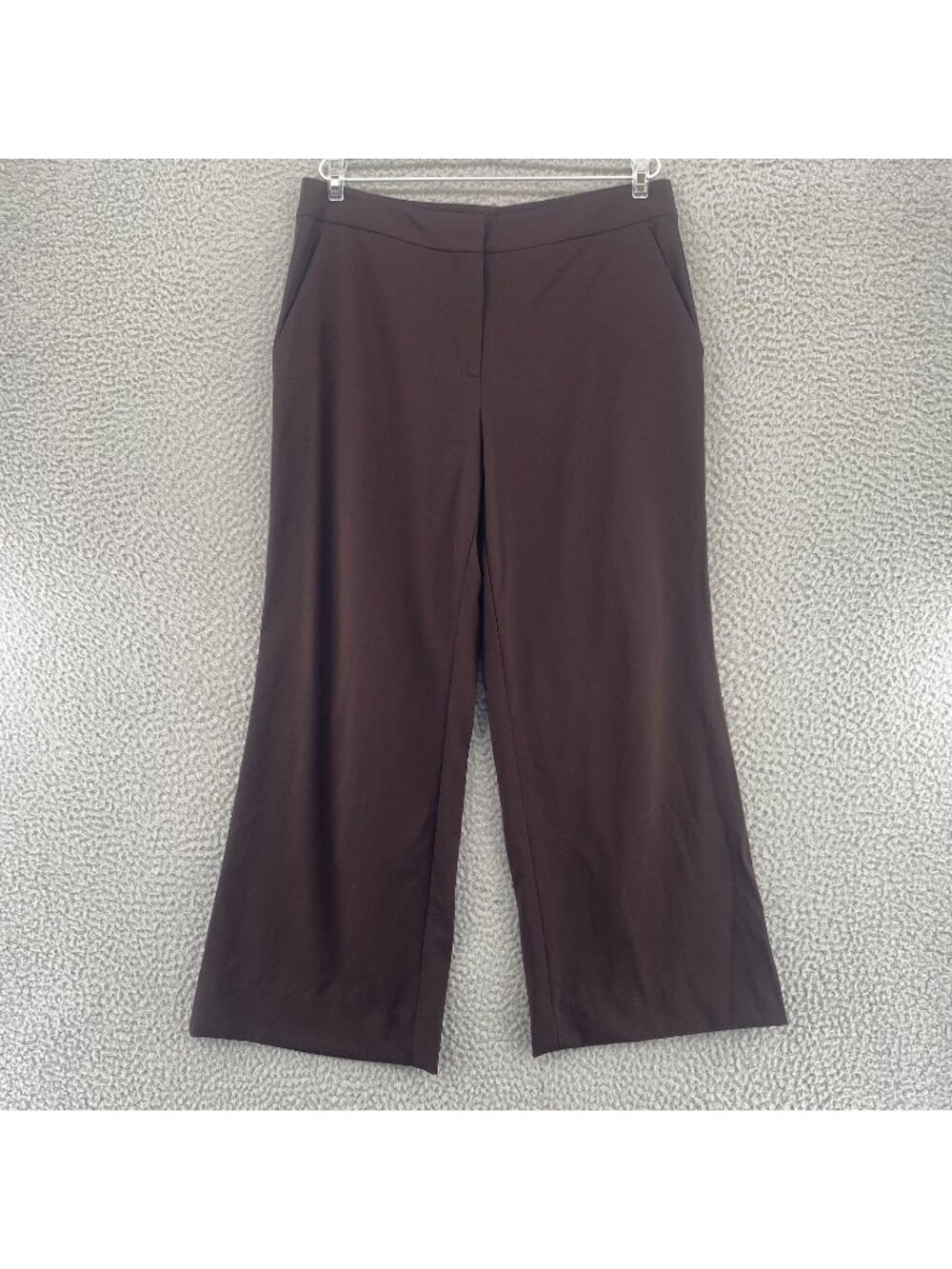 St John Pants Womens 8 Brown Wide Leg Cropped Capris Pockets High Rise Trousers